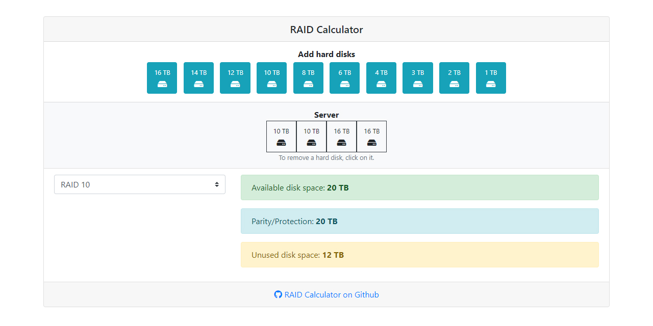 GitHub Muetze42/RAIDCalculator A RAID calculator for RAID 0, RAID 1, RAID 5, RAID 6, RAID 10