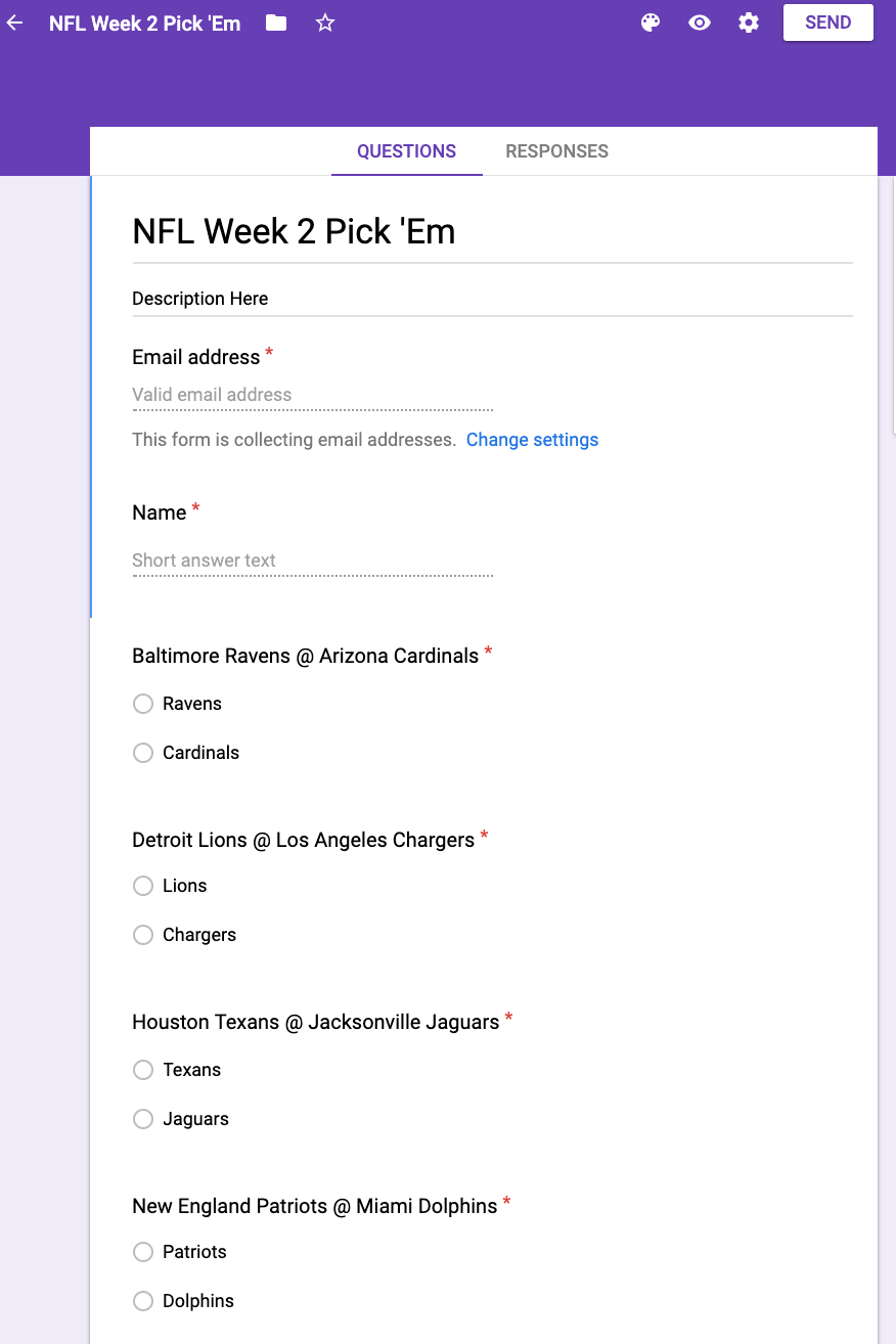 Run Your Own Pick'Ems or Survivor Group - Free Google Sheets/Forms NFL  Script v2.0 : r/fantasyfootball