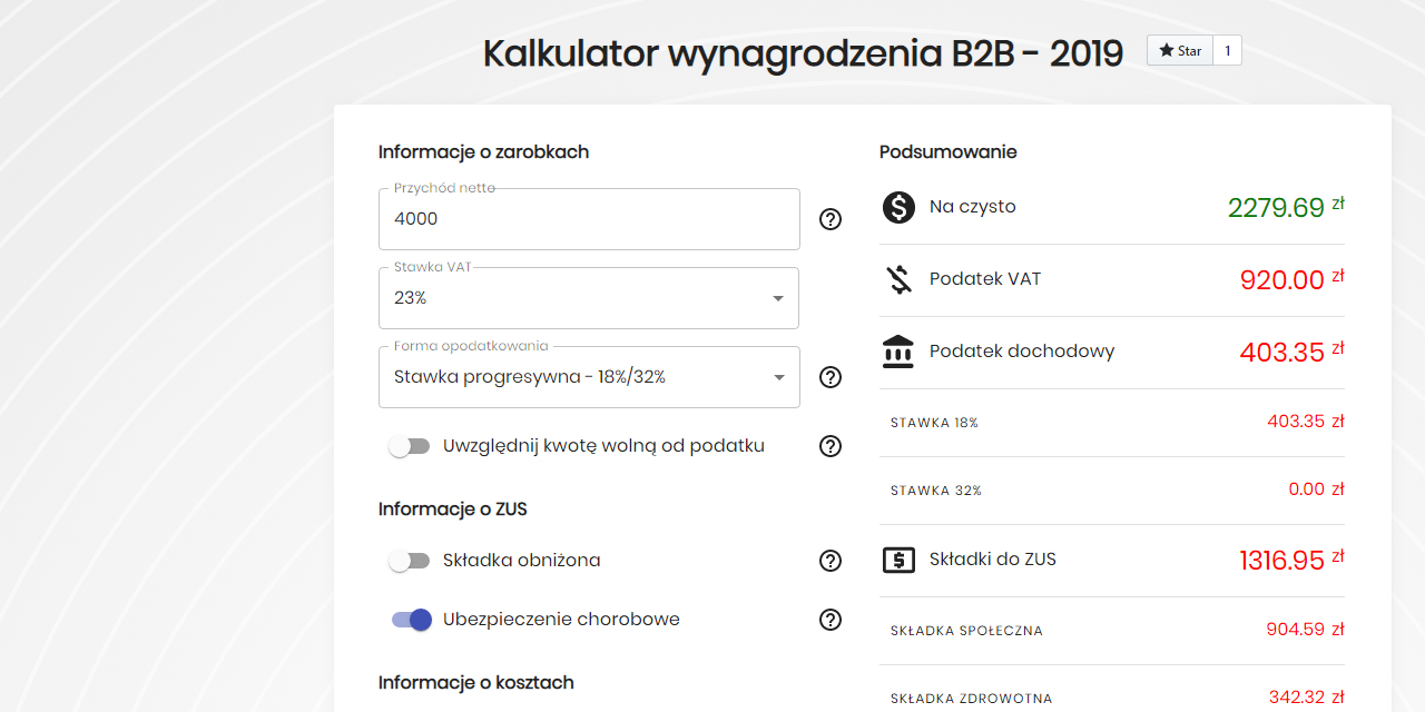 GitHub Ampex/b2bcalculator Kalkulator wynagrodzenia B2B