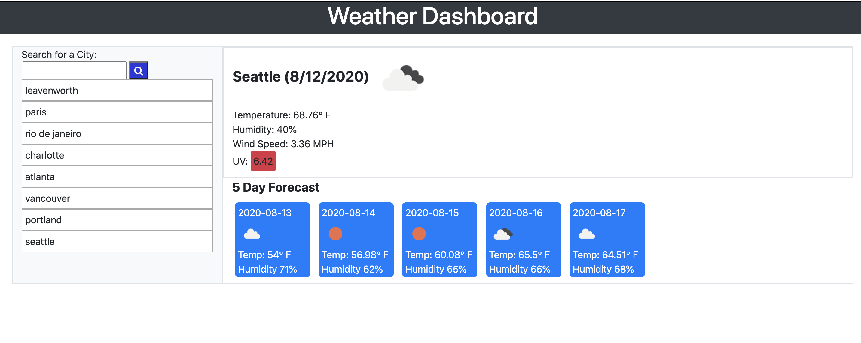 GitHub - Bensonm3/Weather-Dashboard: Weather App