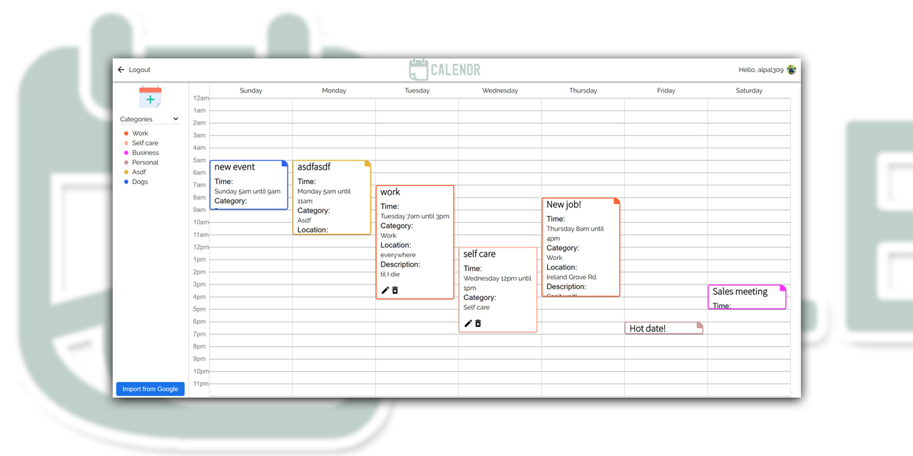 GitHub - alanphunt/calendr: Calendr started as a final project for my ...