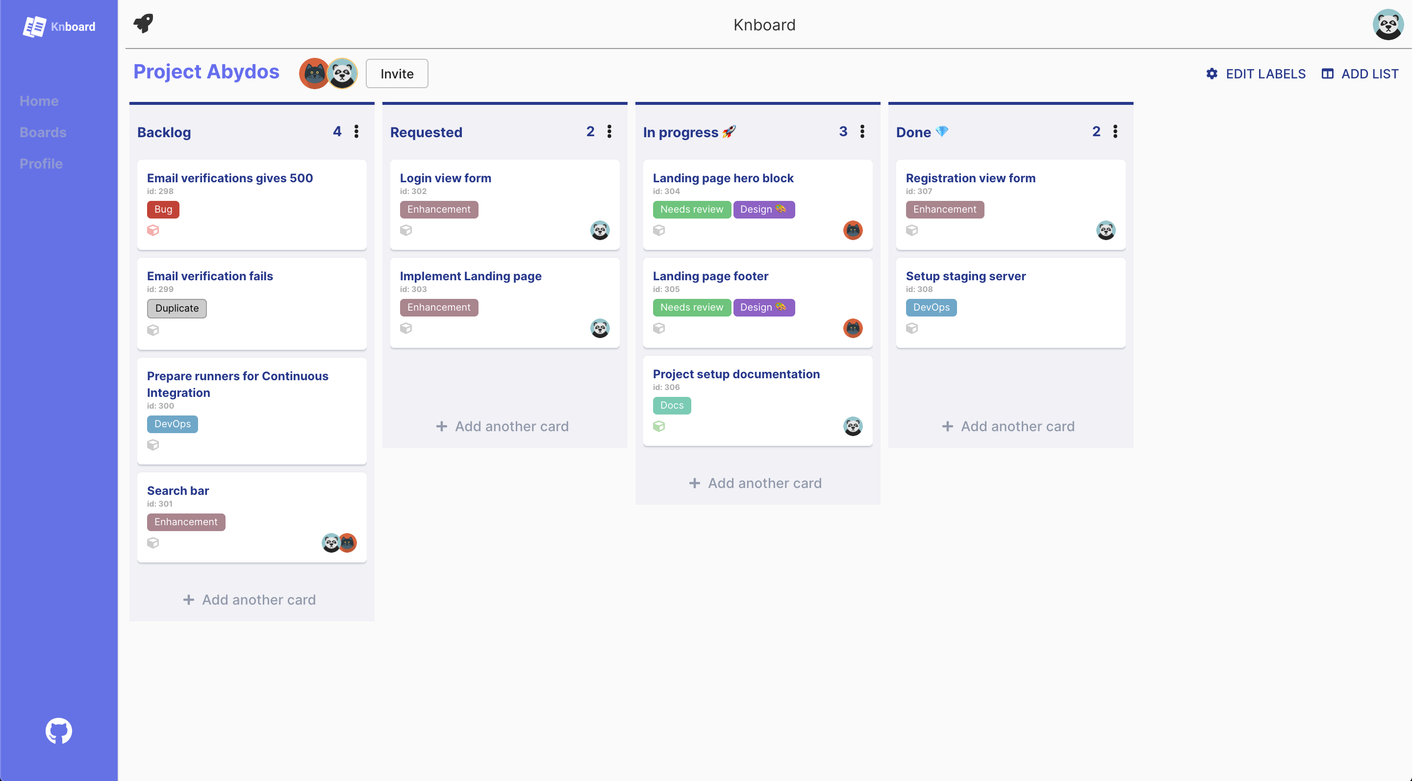 GitHub - rrebase/knboard: Kanban boards with React & Django.