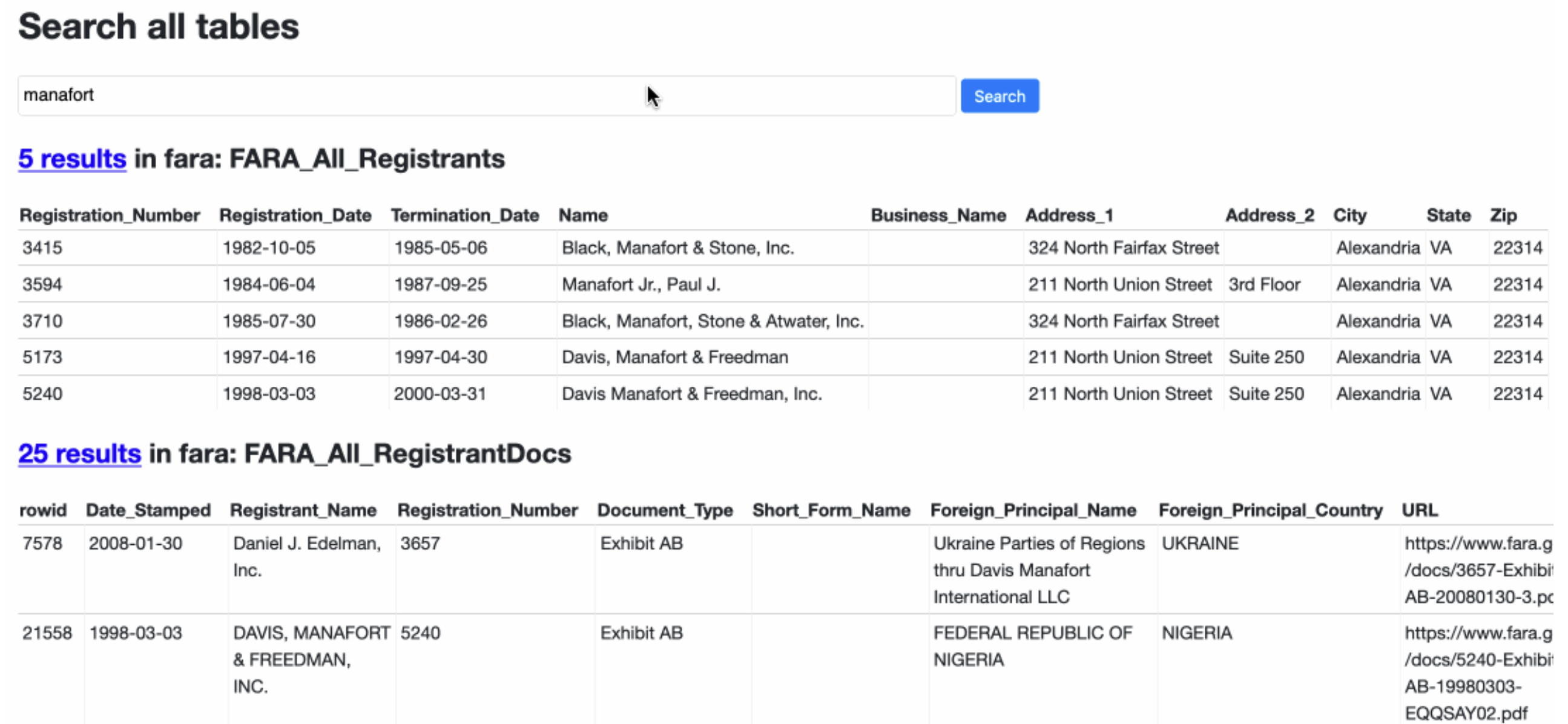 Screenshot of simonw/datasette-search-all