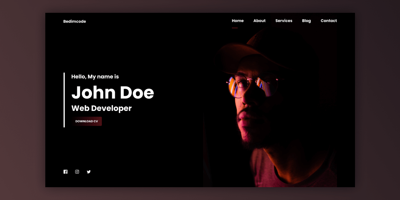 GitHub Bedimcode portfolio personal Responsive Portfolio Website 
