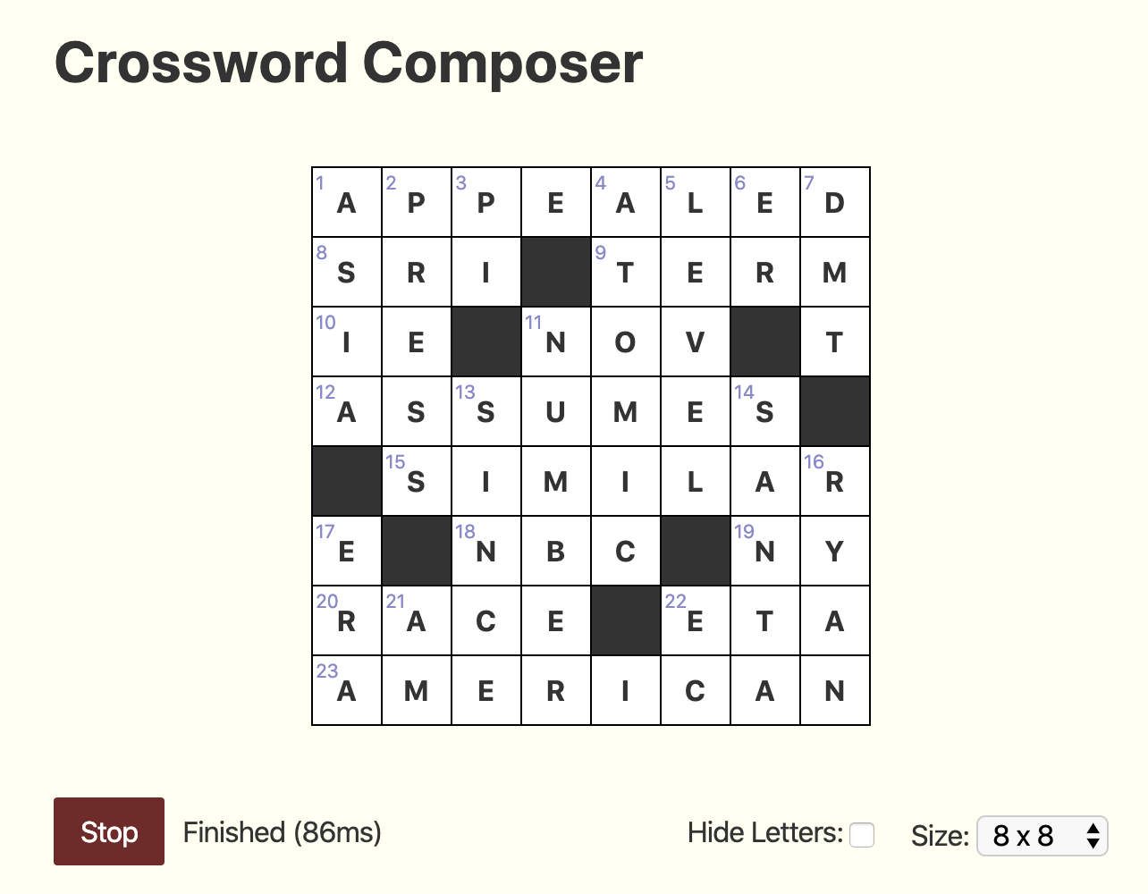 GitHub paulgb/crossword composer: Constraint solver for word games