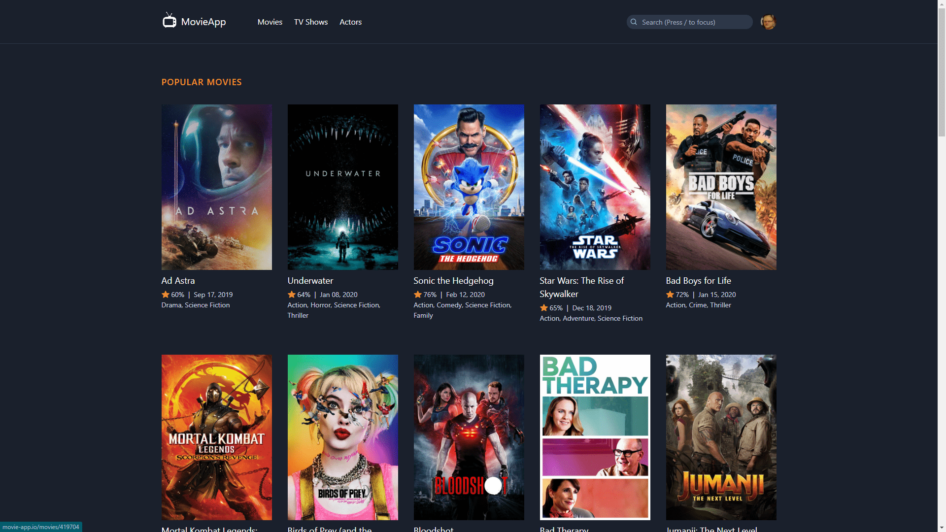 GitHub - hyltonwalters/movie-app: A complete movie app with movies, tv ...