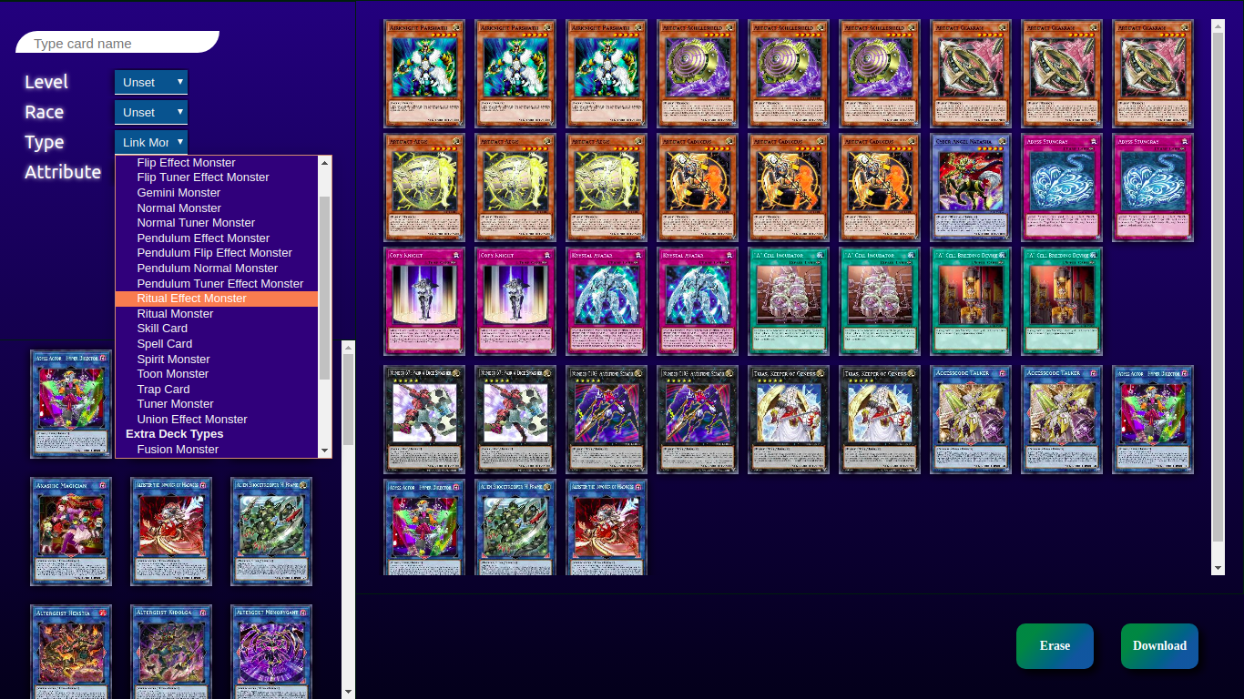 Github Daisukitamago Yugioh React Deck Builder Web App To Build Yu Gi Oh Decks Allows You To Download A Deck File Compatible With Yu Gi Oh Pro Format