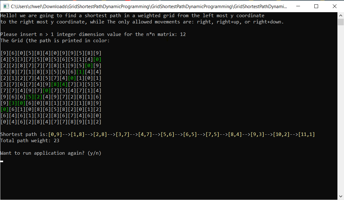 GridShortestPathDynamicProgramming