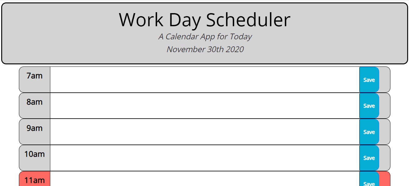 GitHub - karynclarke/Workday-Scheduler: Daily Planner