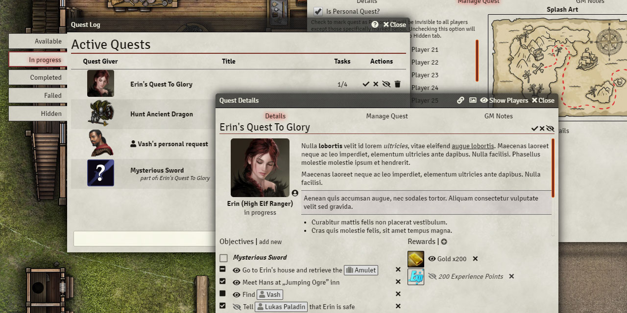 GitHub - Forien/foundryvtt-forien-quest-log: This module provides comprehensive Quest Log system for players and Game Masters to use with Foundry Virtual Tabletop