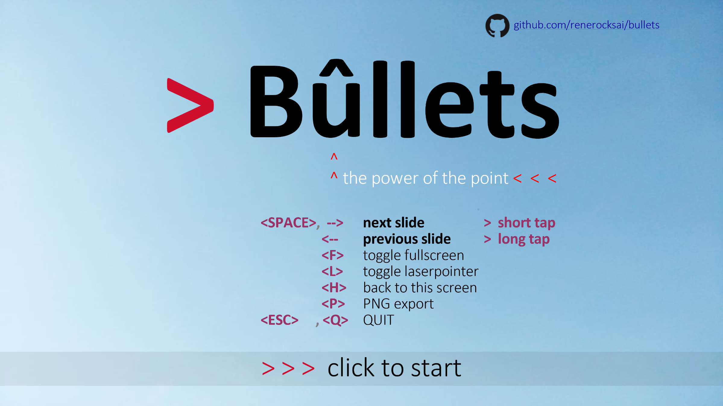 GitHub - renerocksai/bullets: Bûllets - Slide Show meets Game Engine