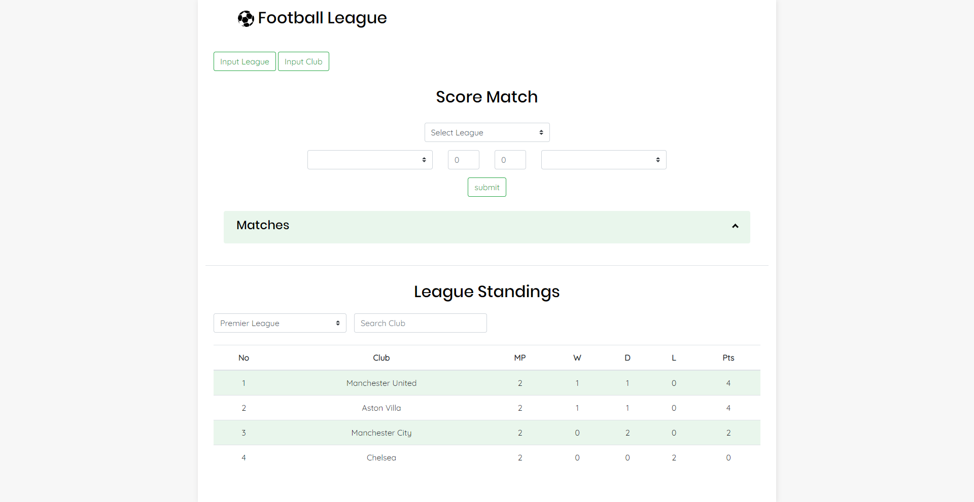 GitHub gitpatra/footballscore Mini Project football standing