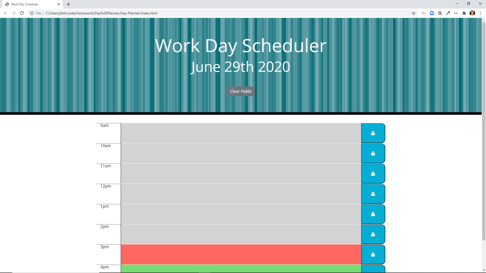 GitHub Jfisher396 workday scheduler A Single day Planner That Saves
