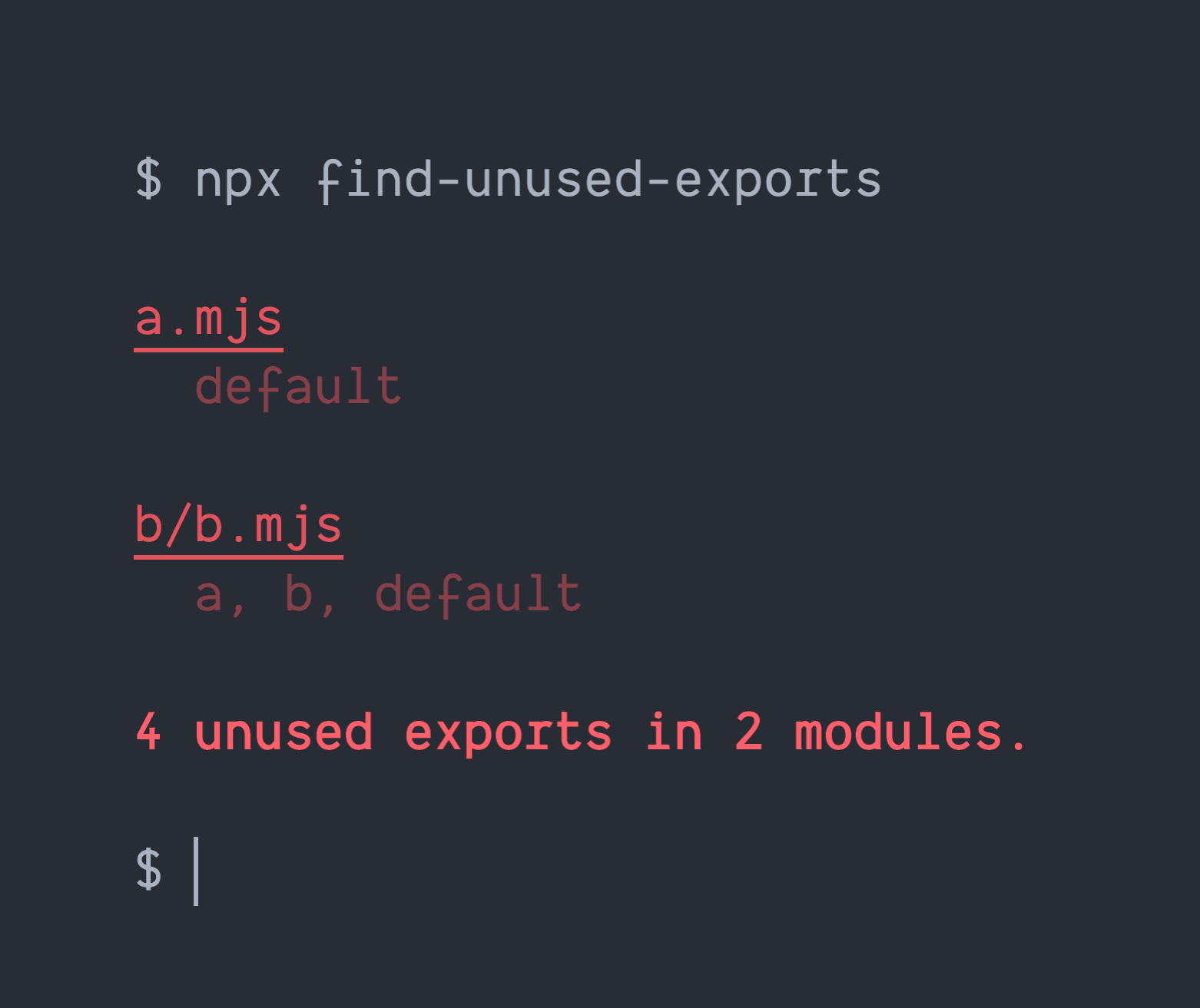 jaydenseric/find-unused-exports GitHub repo thumbnail.