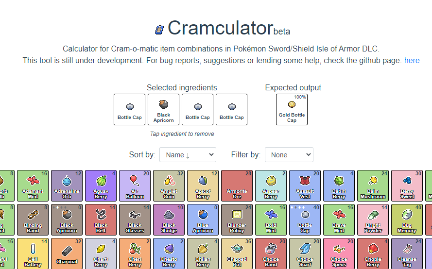 GitHub lmmfranco/cramculator Calculator for Cramomatic item