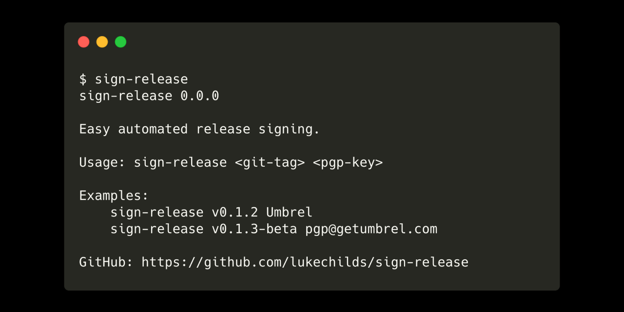 GitHub lukechilds/signrelease Easy automated release signing