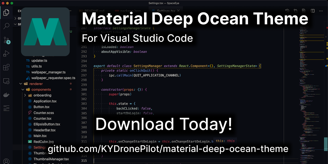 GitHub - KYDronePilot/material-deep-ocean-theme: VS Code implementation ...