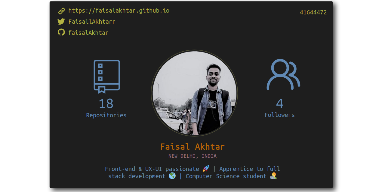 GitHub - faisalAkhtar/github-card: Get a beautiful, dynamically ...