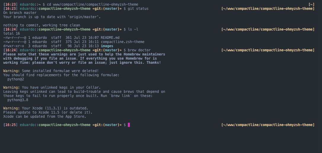 GitHub - eduardochiaro/compactline-ohmyzsh-theme: theme for oh-my-zsh