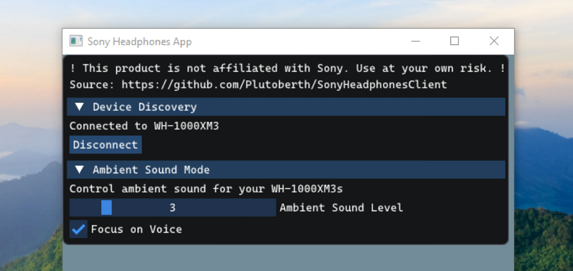 GitHub Plutoberth SonyHeadphonesClient A Windows macOS Linux