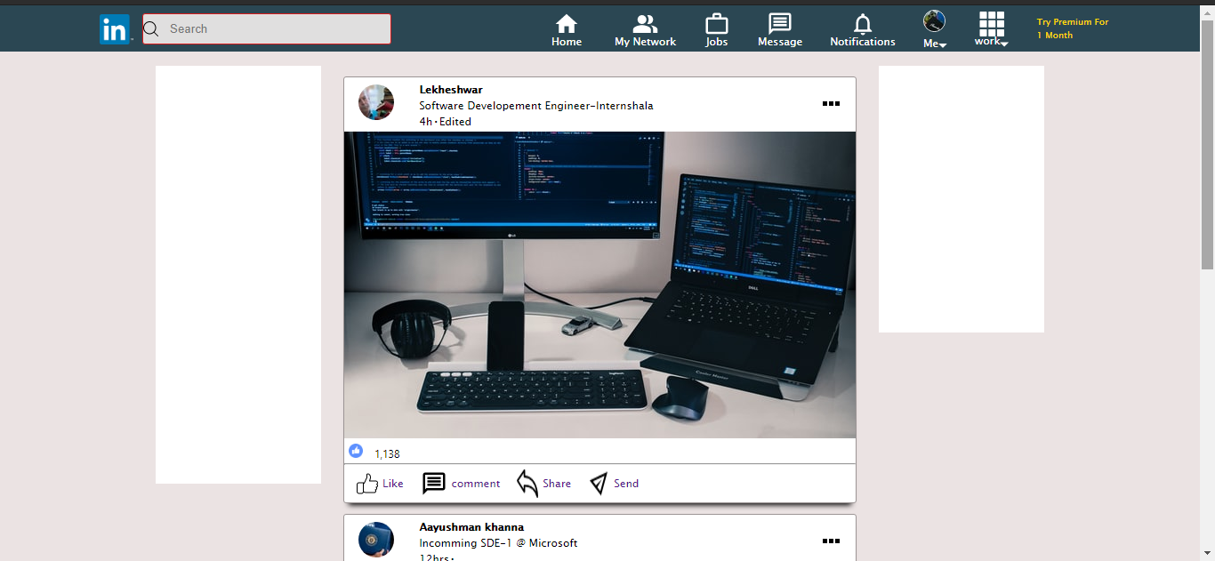 GitHub - Lekheshwar/LinkedIn-Home-Page: A simple LinkedIn Home page UI ...