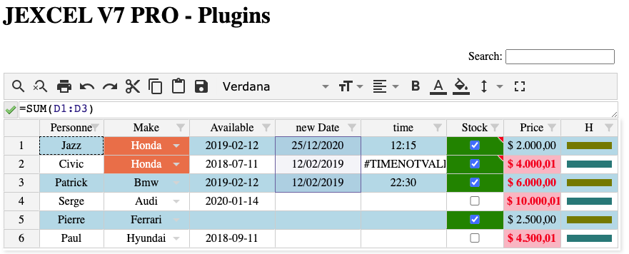 JSpreadsheet-Plugins和编辑器