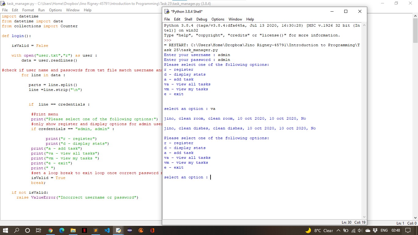 GitHub - Jino-R/Task-Manager: A program that keeps track of employee tasks