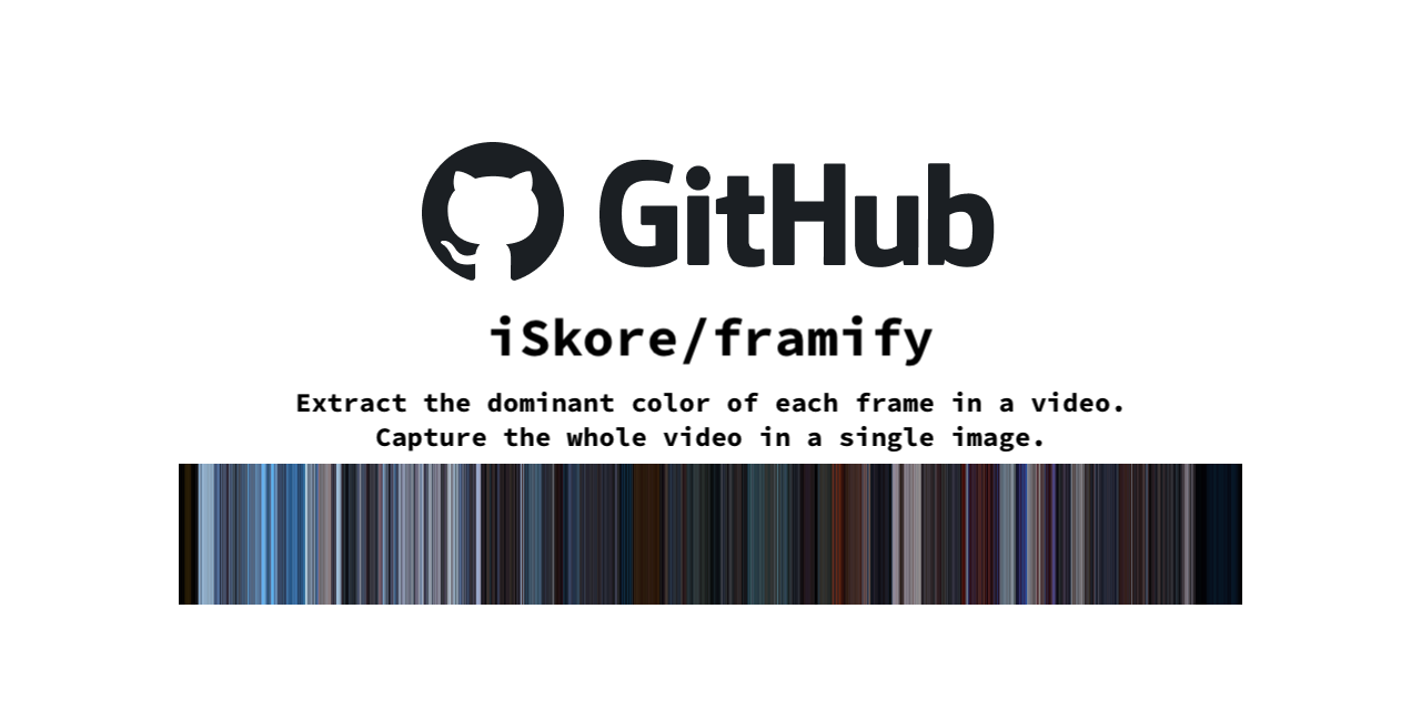 GitHub - iSkore/framify: Extract the dominant color of each frame in a ...