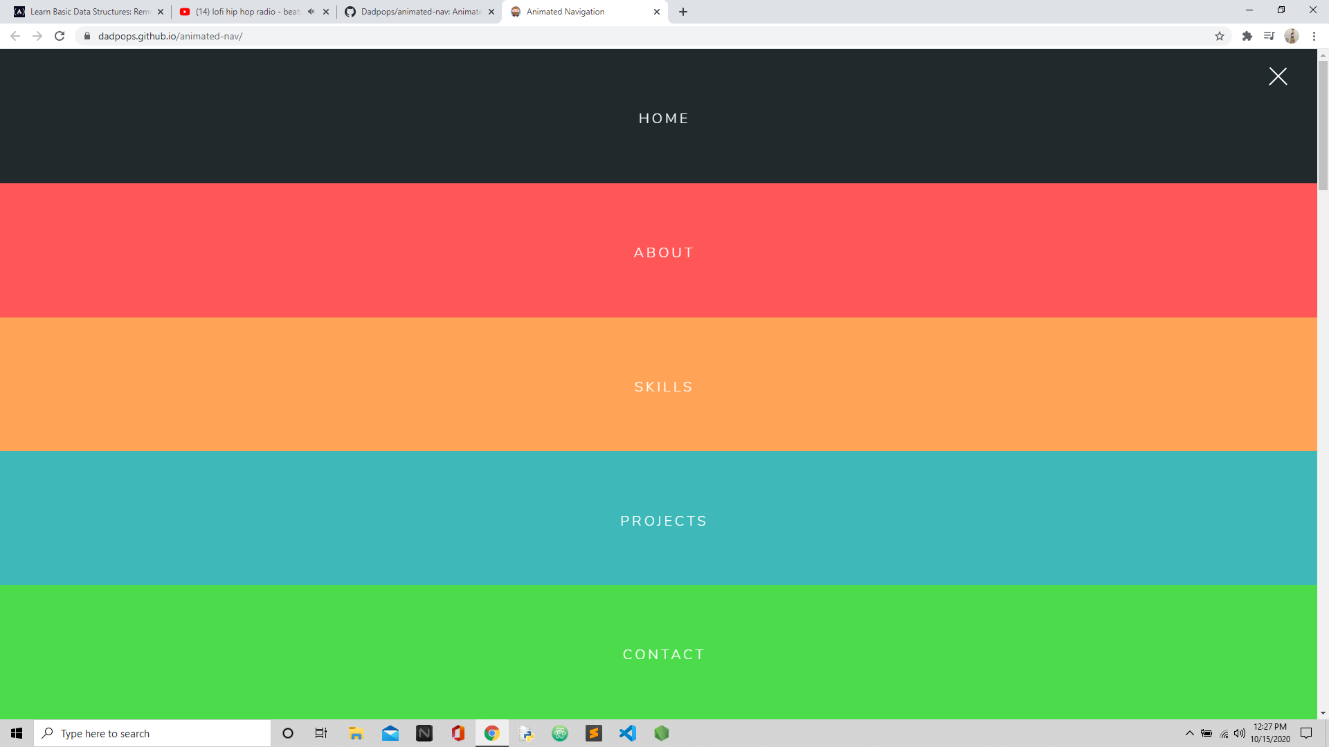 GitHub - Dadpops/resumeTwo: Animated NavBar using Javascript to add and ...