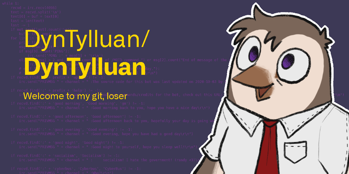 GitHub - DynTylluan/DynTylluan: Welcome to my git, loser