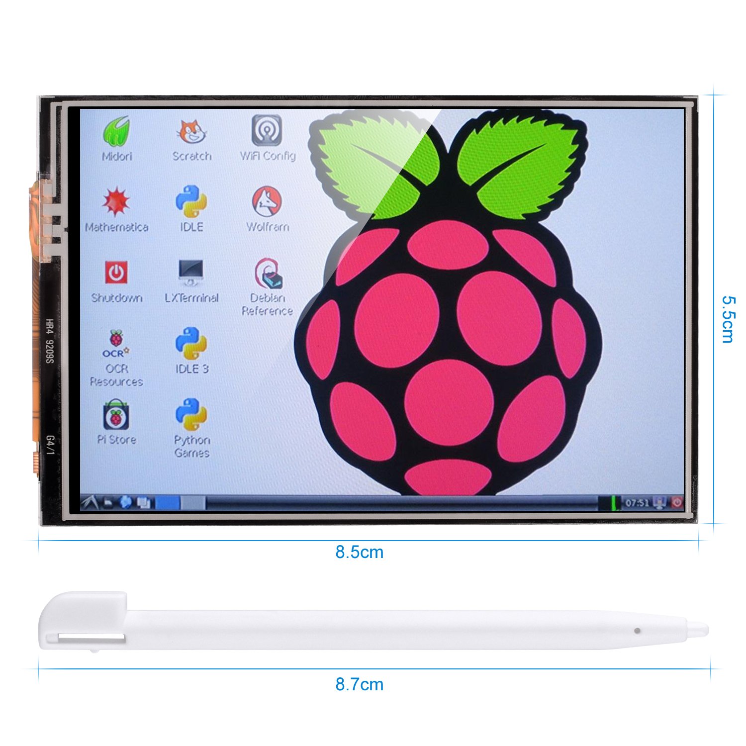 pour Raspberry Pi 3 B + Ecran Tactile 3,5 Pouces avec boitier, Moniteur de  Jeu TFT LCD de 320 x 480 Pixels [Support Raspbian, Ubuntu, Kali, Système  RetroPie]