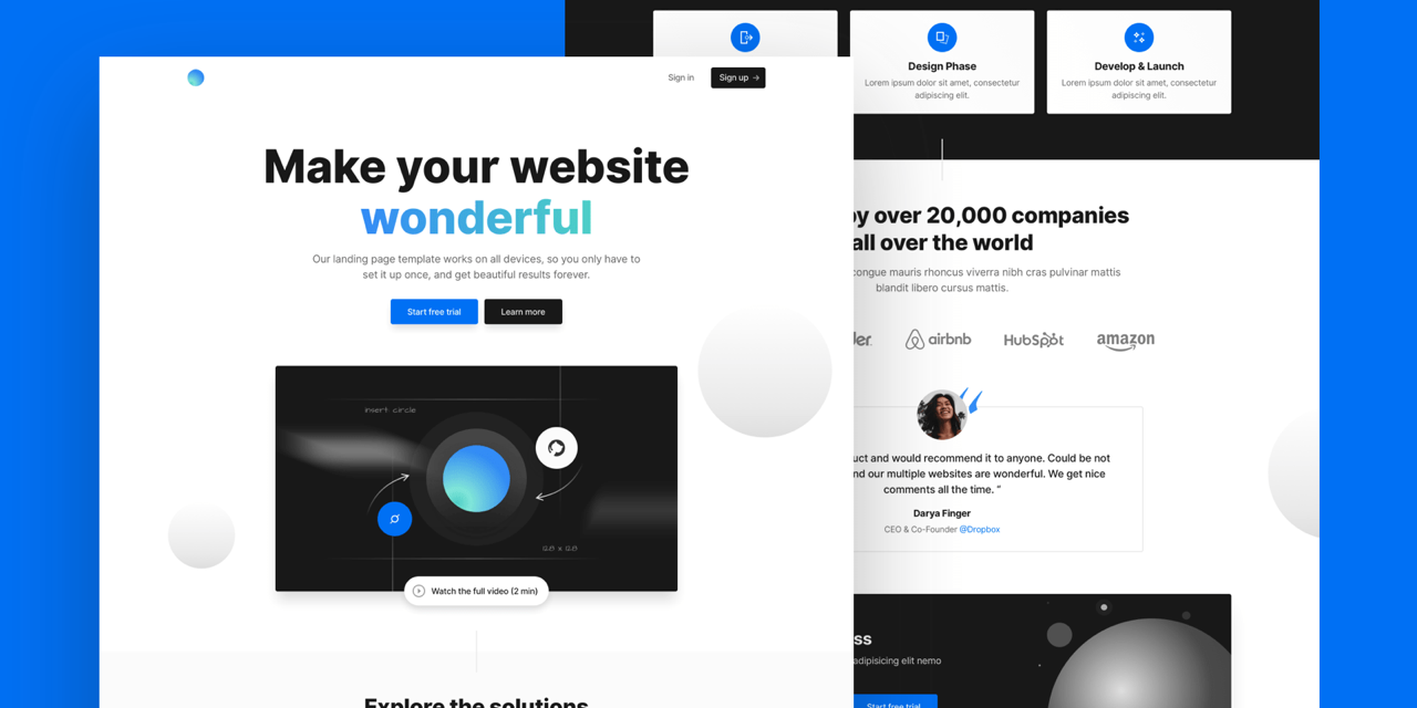 tailwind landing page template github