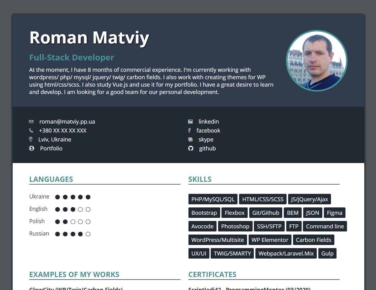 resume html template github