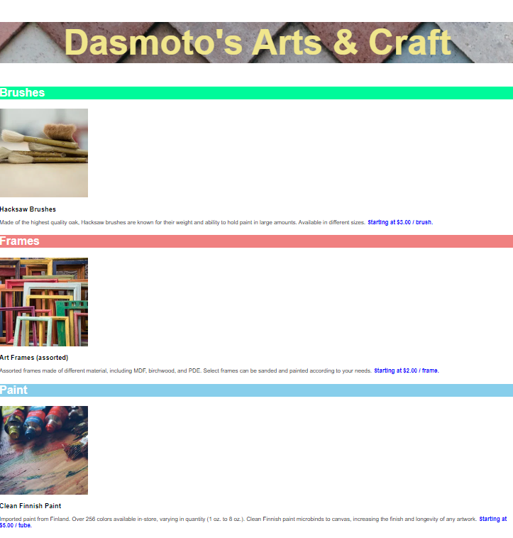 GitHub - anzelari/codecademy-DasmotosArtsCrafts: This project is a ...