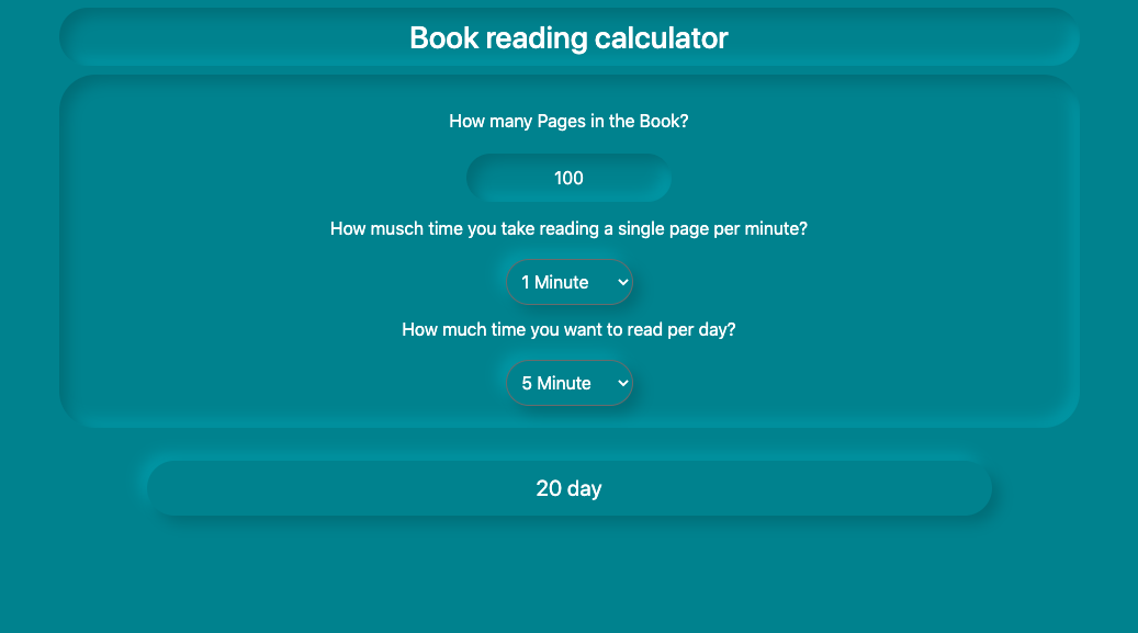 GitHub - faisalhani/Book-reading-calculator: A simple reactjs project ...