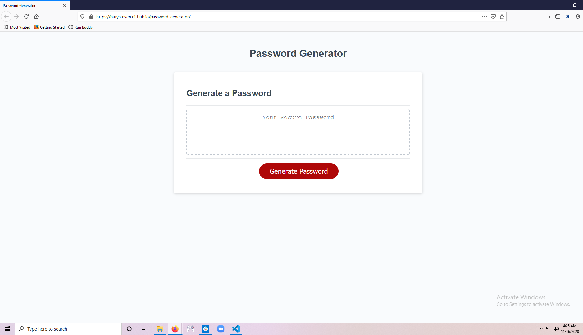 GitHub batysteven/passwordgenerator