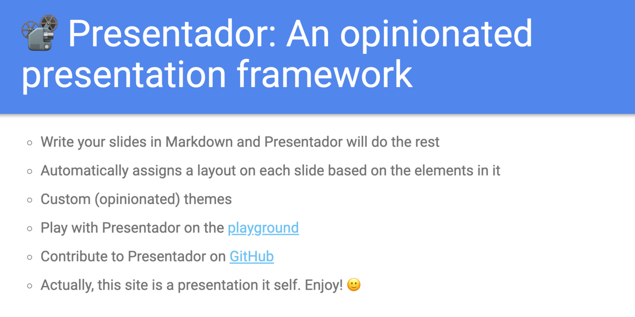 GitHub - kbariotis/presentador: 📽 An opinionated presentation framework ...