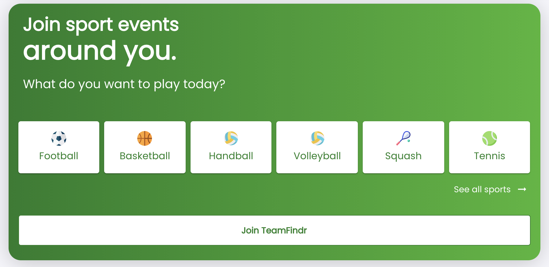 GitHub - dsaltares/teamfindr: App to find pick up sport games near you ...