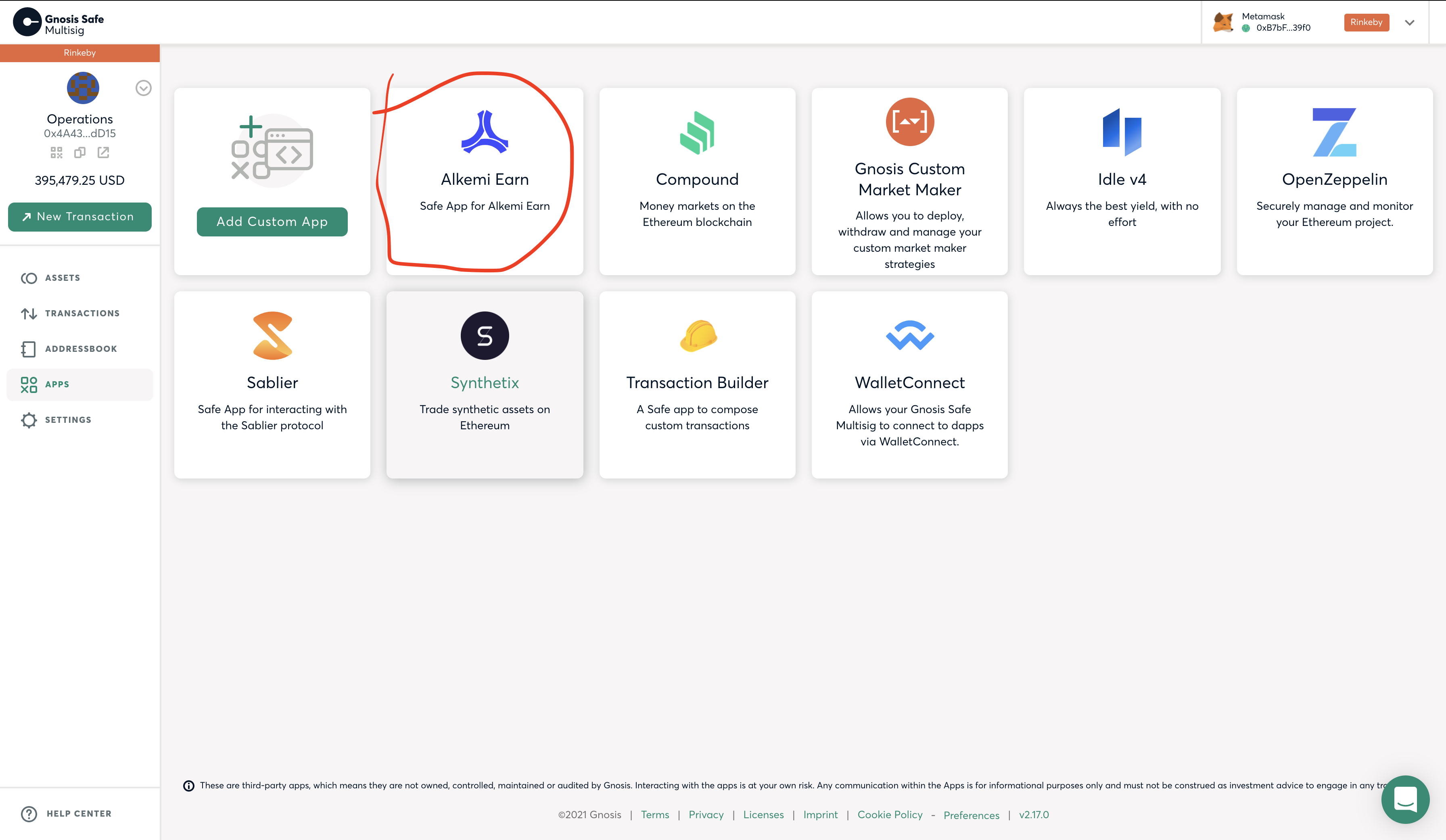 GitHub Gnosis Safe App for Alkemi