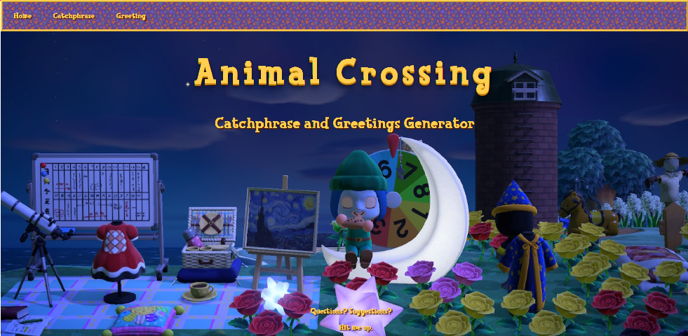 Github Sarahlizdettloff Acnh Phrase Generator Generates Catchphrases And Greetings For Animal Crossing New Horizon Mobile Friendly Built With Reactjs Tested With Travil Cil