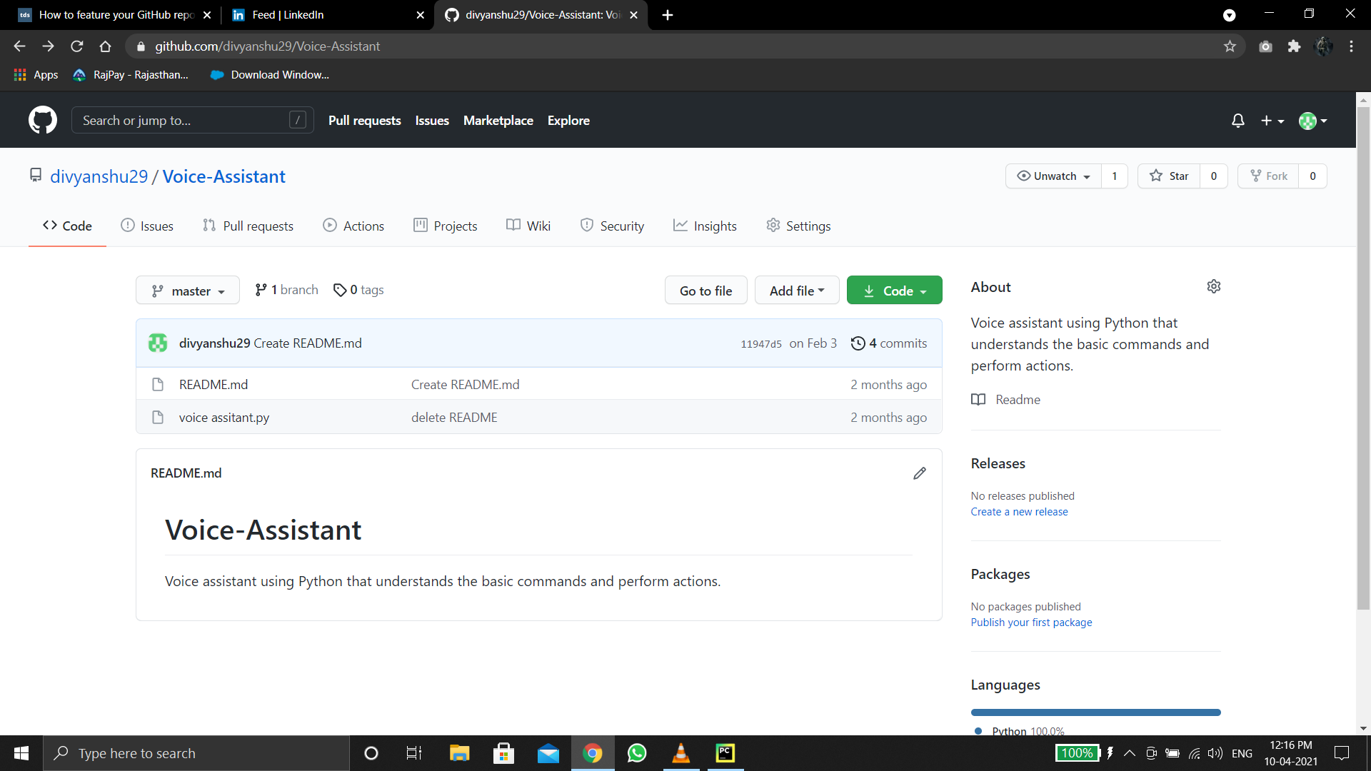 GitHub - divyanshu29/Voice-Assistant: Voice assistant using Python that ...