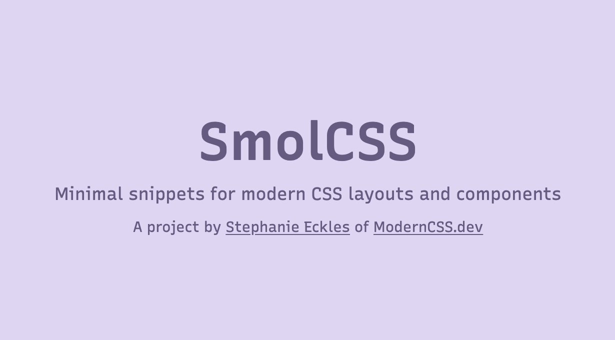 GitHub - 5t3ph/smolcss: Minimal snippets for modern CSS layouts and ...