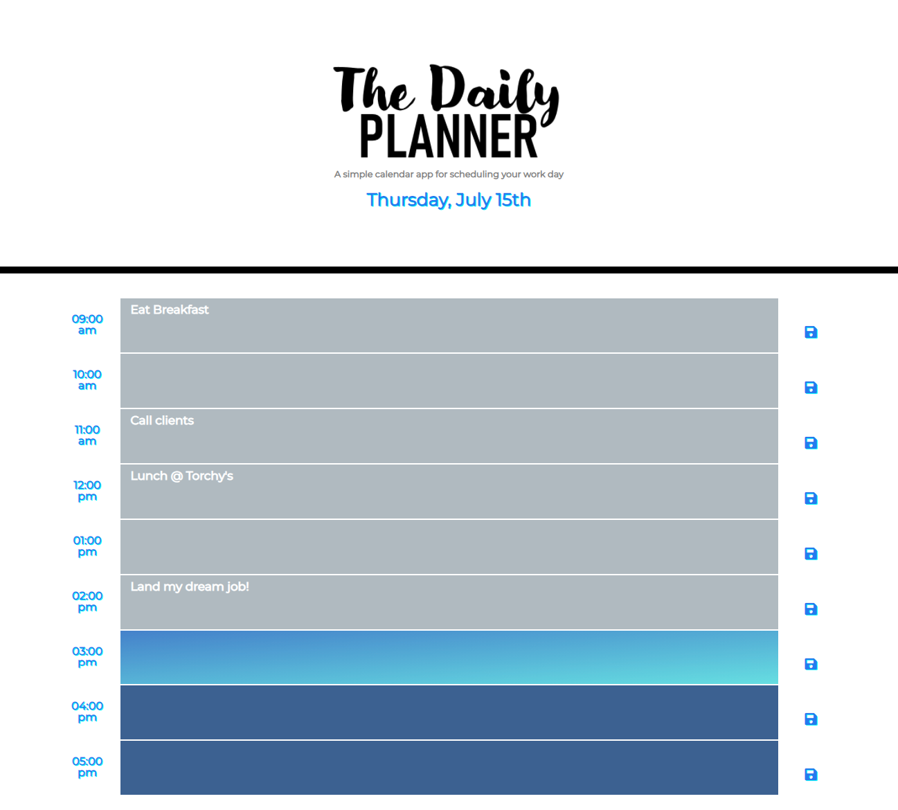 GitHub - k-ryanhunt/05-Day-Planner: For this project we were given ...