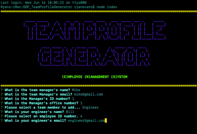 GitHub - rdevans87/OOP_TeamProfileGenerator: Object Oriented ...