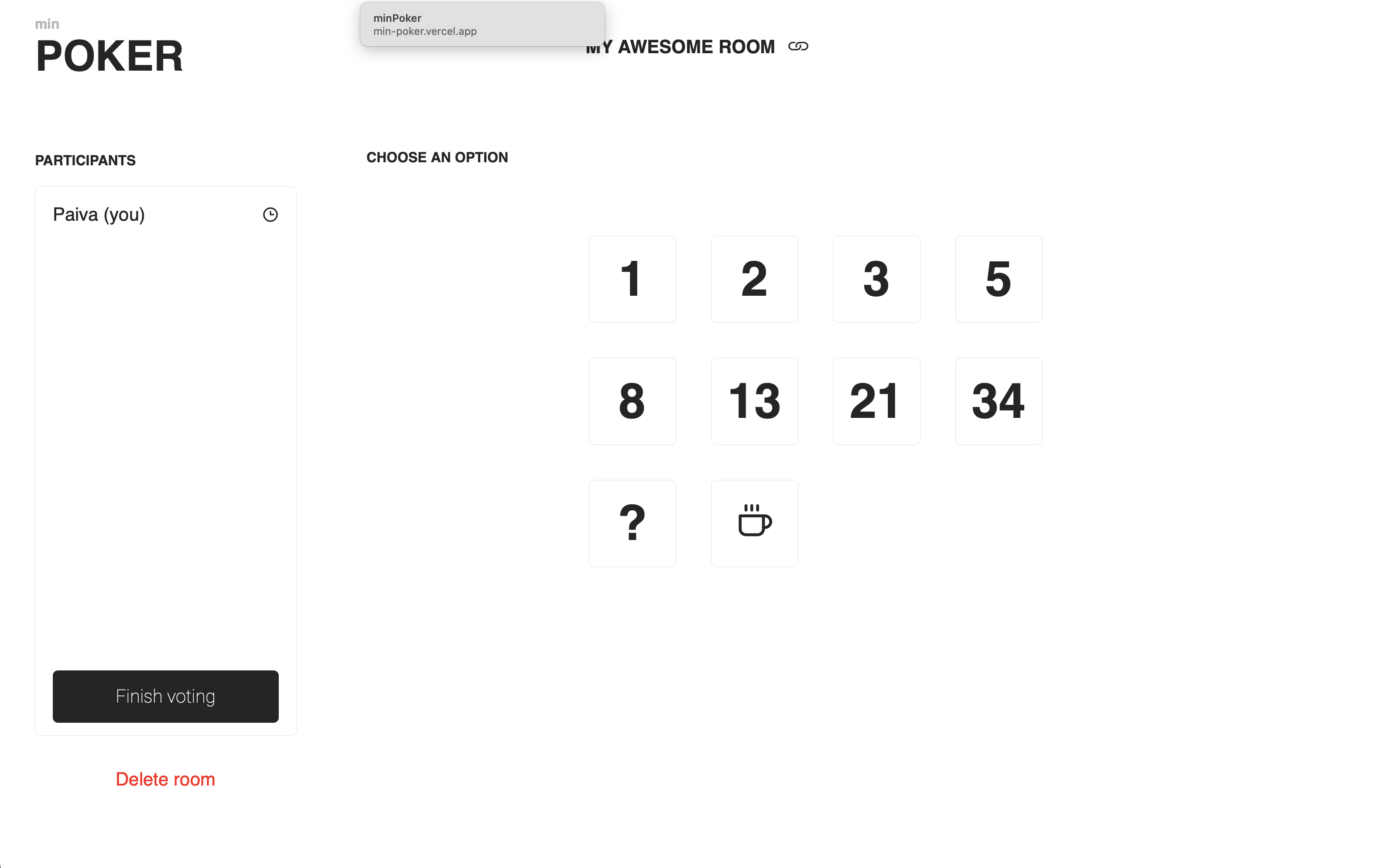 GitHub gpaiva00/minpoker Planning poker web app