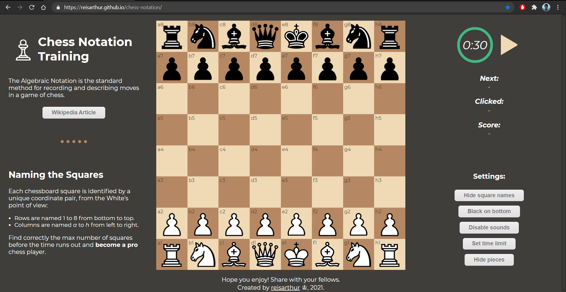 GitHub - reisarthur/chess-notation: Chess Notation Training