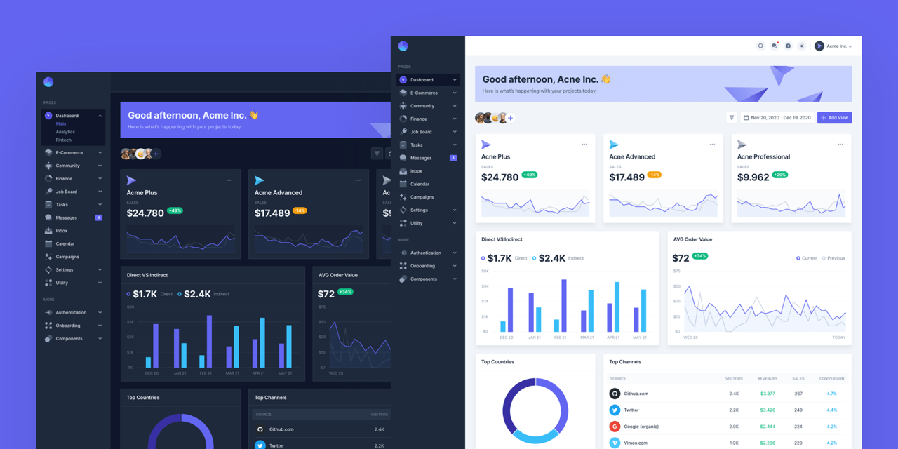 free admin dashboard template github