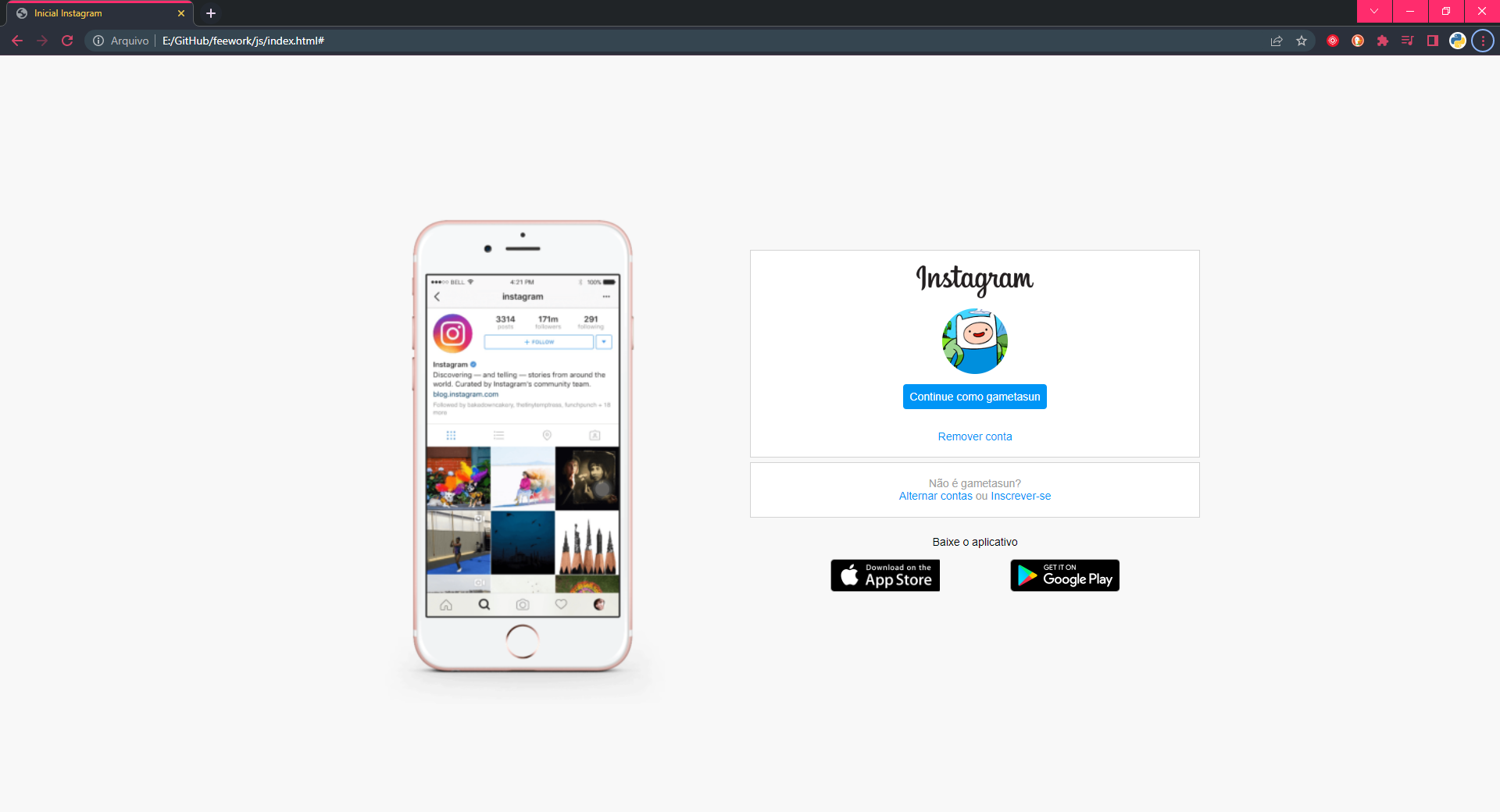 GitHub - mth-gama/Instagram_Interface_Login: Sistema simples de Login