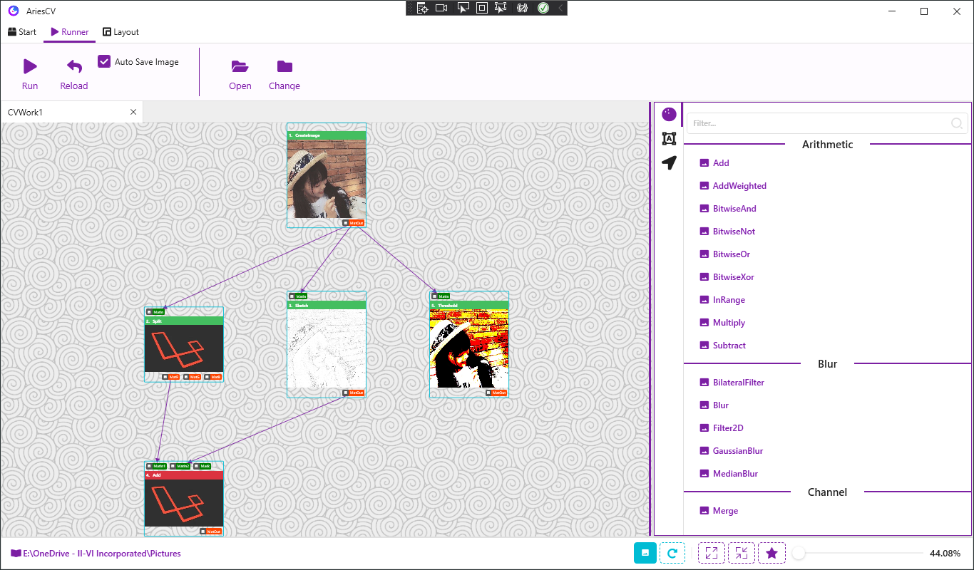 GitHub - xin-pu/Aries: open cv flow worked by graph · GitHub