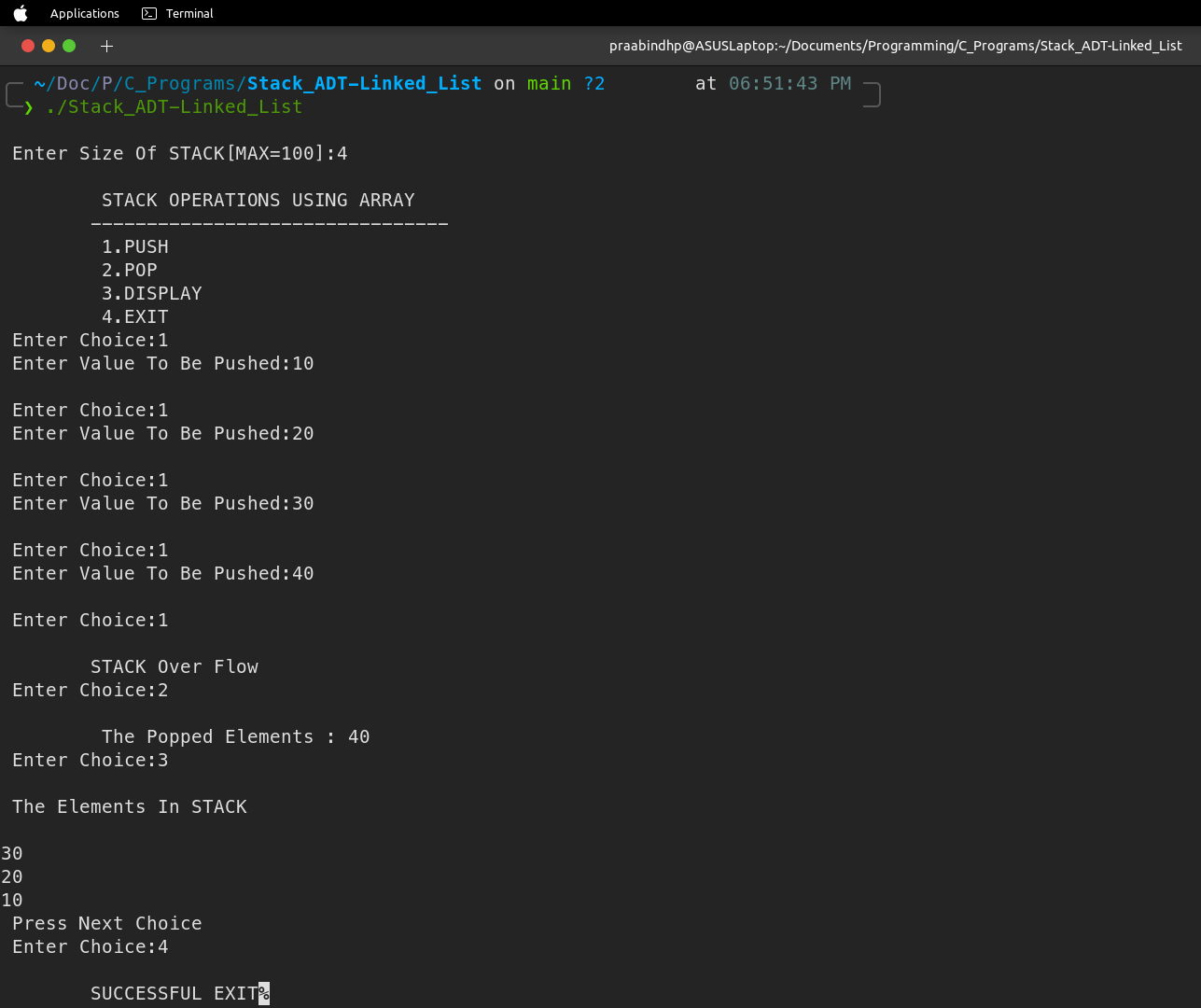 c program for linked list implementation of stack adt